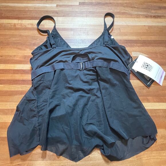 Coco Reef Women's Flourish Underwire Bra-Sized Tankini Top - Black 38D - Picture 6 of 10